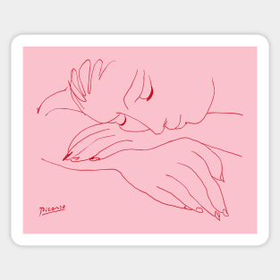 Sleeping Woman - Picasso Line Art Sticker